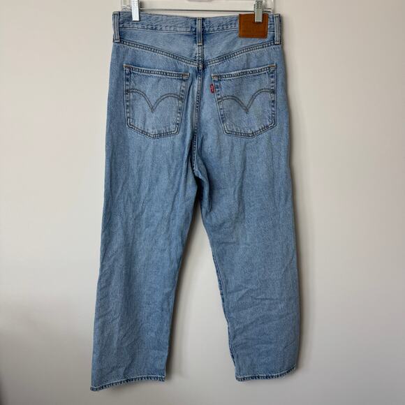 Levi's Ribcage Ankle Straight Premium Distressed Light Wash Jeans Size 30 - Picture 7 of 13